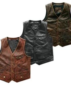 25x GENUINE LEATHER VESTS