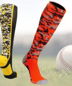 Cushioned knee high knitted baseball socks, 144 needle