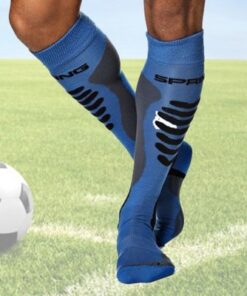 Knee high knitted football socks w/ bottom cushion