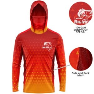 Unisex 170 GSM Sunproof SPF 50+ Fishing Long Sleeve Hoodie T-Shirt With Neck Gaiter