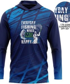 Unisex 170 GSM Sunproof SPF 50+ Fishing Long Sleeve T Shirt With Hoodie